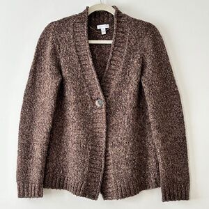 Charter Club Brown Marled Knit Button Cardigan